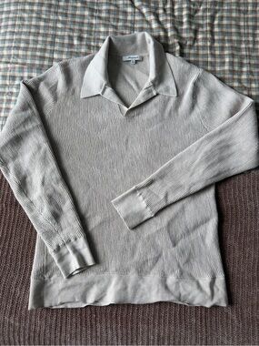 Madewell Men’s Cream Knit Collared Sweater